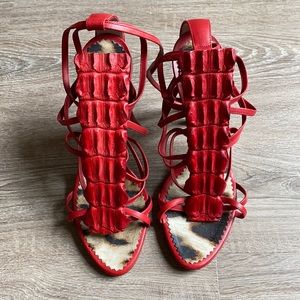 Roberto Cavalli Red Croc Heels